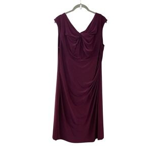 Lauren Ralph Lauren Dress Womens 16 Purple Sleeveless Sheath Cowl Neck Ruched